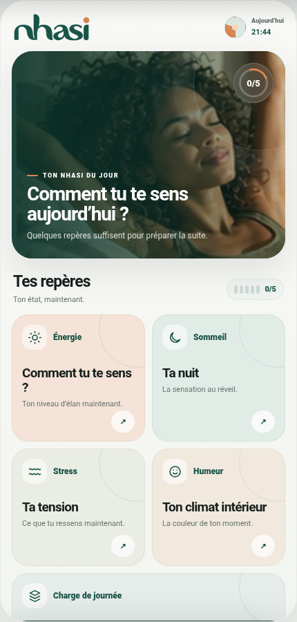 Écran actuel du check-in NHASI